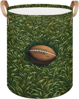 Grassland Football Laundry Basket Brown Soccer Large Laundry Hamper Collapsible Organizer Basket Clothes Bin Storage Boxs for Bedroom Bathroom Dorm