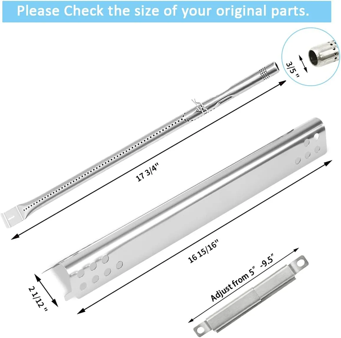 Grill Replacement Parts for Charbroil Performance 6 Burner 463244819 463238218 463276517 463276617, G470-5200-W1 Burner G470-0004-W1A Heat Plate for 5 Burner 463347519, 4 Burner 463347017 463342119