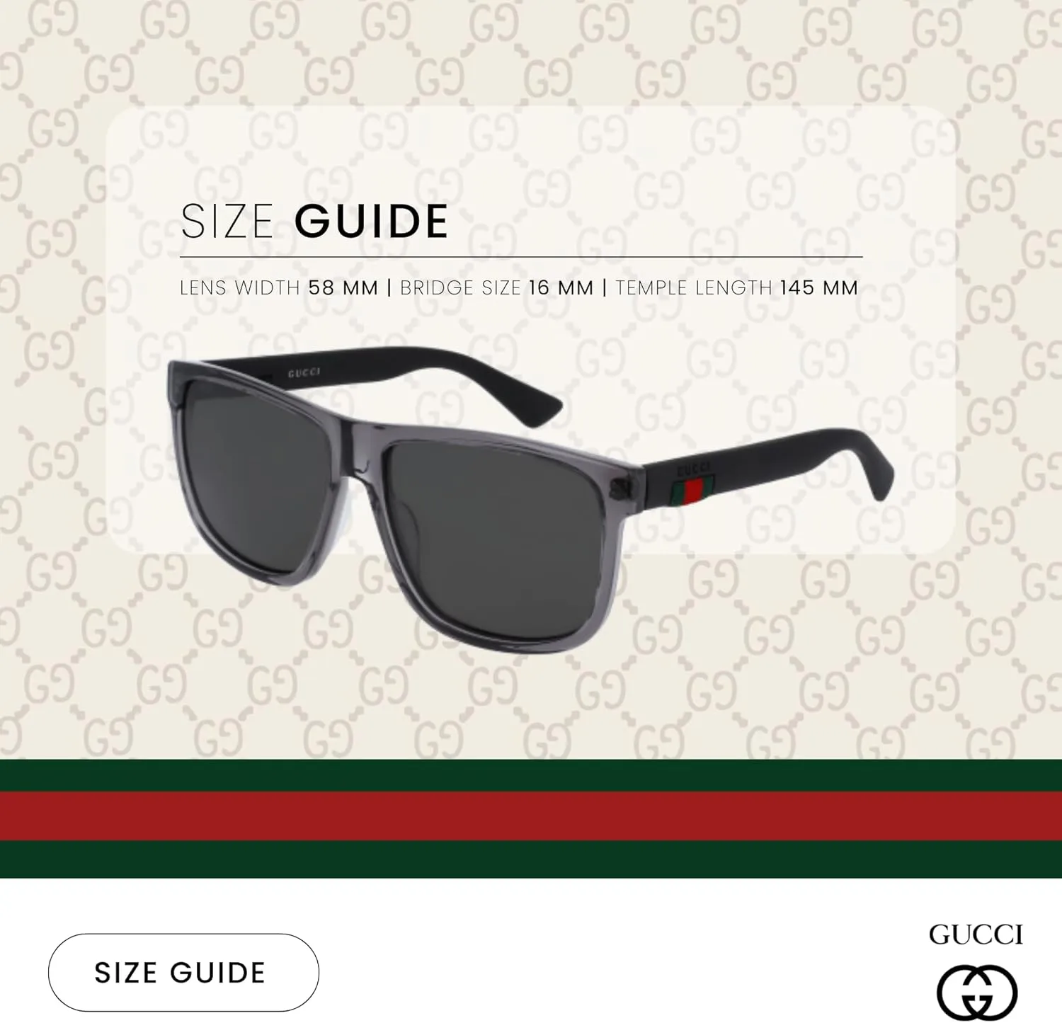 Gucci GG0010S Square Sunglasses For Men For Women   BUNDLE with Designer iWear Eyewear Care Kit