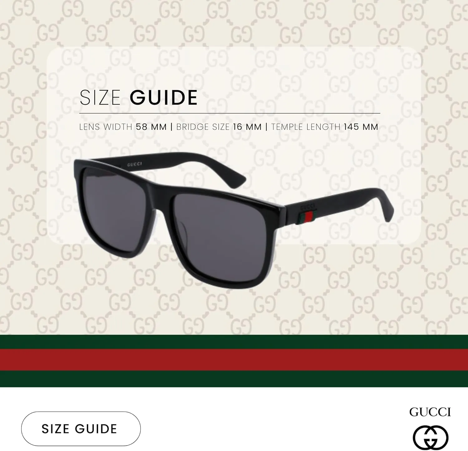 Gucci GG0010S Square Sunglasses For Men For Women   BUNDLE with Designer iWear Eyewear Care Kit