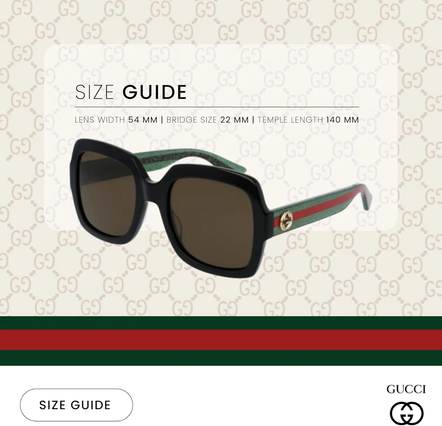 Gucci GG0036S Rectangle Sunglasses For Women   BUNDLE with Designer iWear Eyewear Care Kit