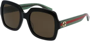 Gucci GG0036S Rectangle Sunglasses For Women   BUNDLE with Designer iWear Eyewear Care Kit