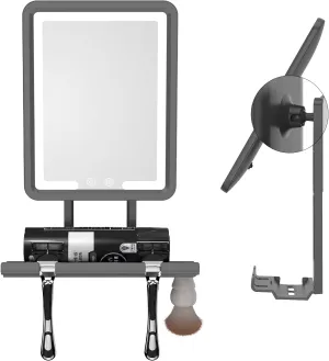 GURUN Heated Fogless Mirror for Shower, 360° Adjustable Shaving Mirror with Light, Rechargeable Shower Shave Mirror with Storage Tray & Razor Holders & Storage Tray