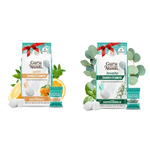 GuruNanda Shower Steamer Tablet Bundle - Uplift Orange Essential Oil Pack of 10 & Breathe Eucalyptus Essential Oil Pack of 10
