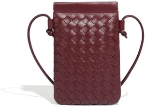 Handwoven PU Leather Phone Crossbody Bag - Stylish and Compact