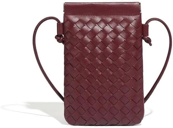 Handwoven PU Leather Phone Crossbody Bag - Stylish and Compact