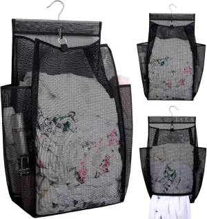 Hanging Collapsible Breathable Mesh Laundry Hamper,Fast Drying Portable Space Saving Storage Bag,Rv Laundry Hamper,Applied to College Dorm Rooms, Gym, Swimming and RV Travel (Black)