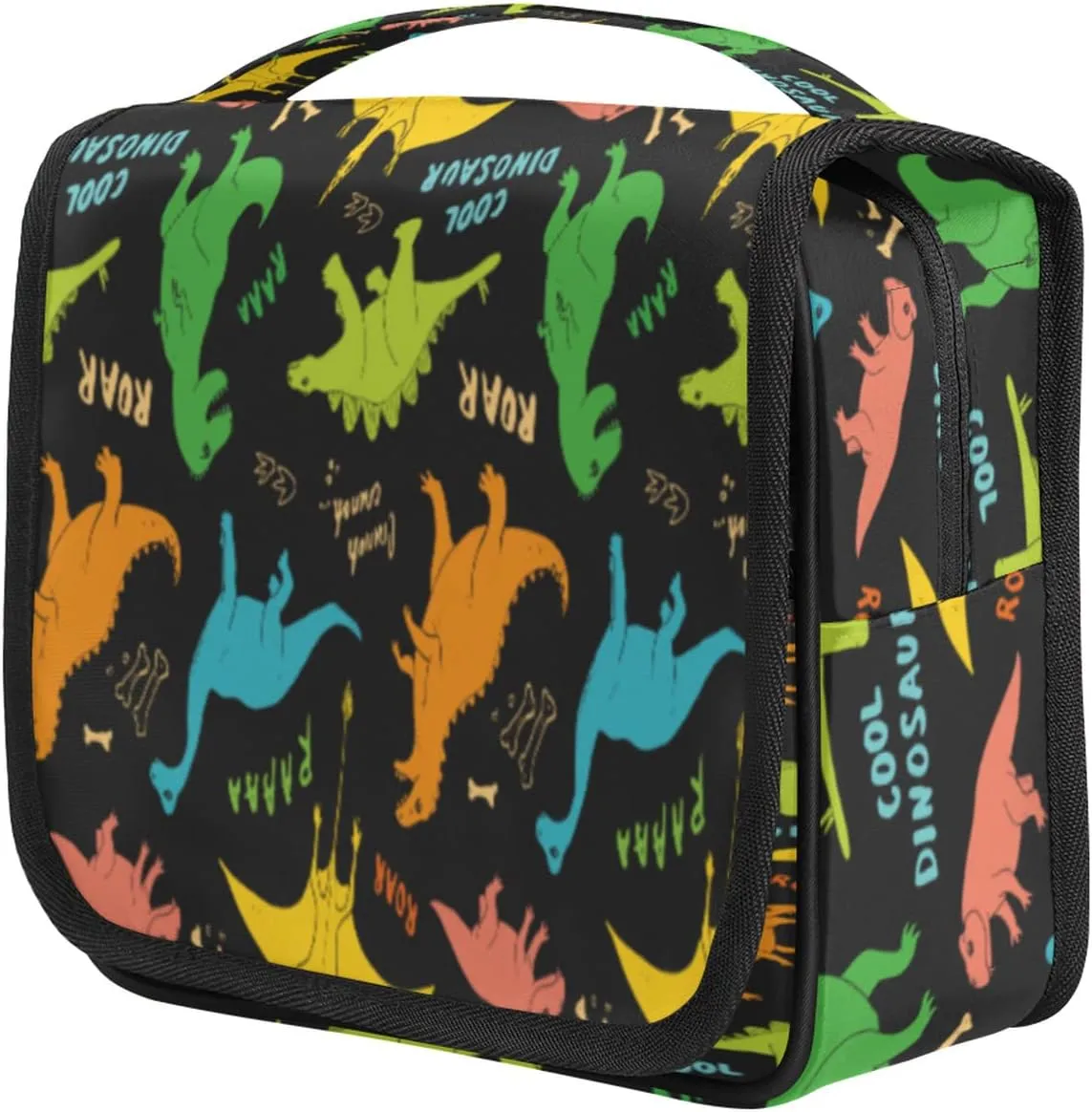 Hanging Travel Toiletry Bag Cartoon Cool Dinosaur Large Capacity Waterproof Cosmetic Bag Travel Portable Makeup Bag Organizer for Women Girls Men