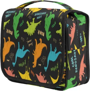 Hanging Travel Toiletry Bag Cartoon Cool Dinosaur Large Capacity Waterproof Cosmetic Bag Travel Portable Makeup Bag Organizer for Women Girls Men