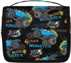 Hanging Travel Toiletry Bag for Kids, Women Cosmetic Organizer Makeup Bag Pouch Men Shaving Dopp Kit Shower Bag With Sturdy Hook(Off-Road Truck)