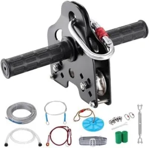 Happybuy 160 ft Zipline Kit for Kids & Adults, 500 lb Capacity, Outdoor Playground Zipline, Stainless Steel Cable, Spring Brake, Safety Harness, Quick Setup