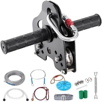 Happybuy 160 ft Zipline Kit for Kids & Adults, 500 lb Capacity, Outdoor Playground Zipline, Stainless Steel Cable, Spring Brake, Safety Harness, Quick Setup