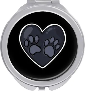 Heart Dog Paws Compact Mini Mirror Double-Sided Pocket Makeup Mirrors Ultra Portable for Purses and Travel