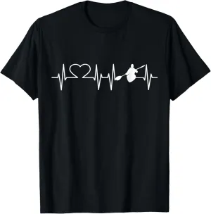 Heartbeat Kayak T Shirt Canoeing T-Shirt River Canoe Tee T-Shirt