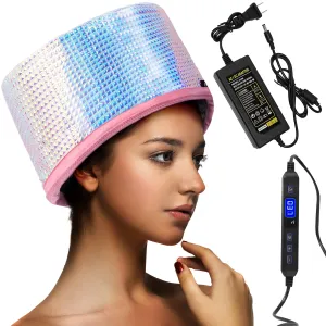 Heat Cap for Deep Conditioning Adjustable Temperature & Timer Setting, Hair Steamer for Natural Hair Home Use Extended Cord Electric Portable, Laser Color