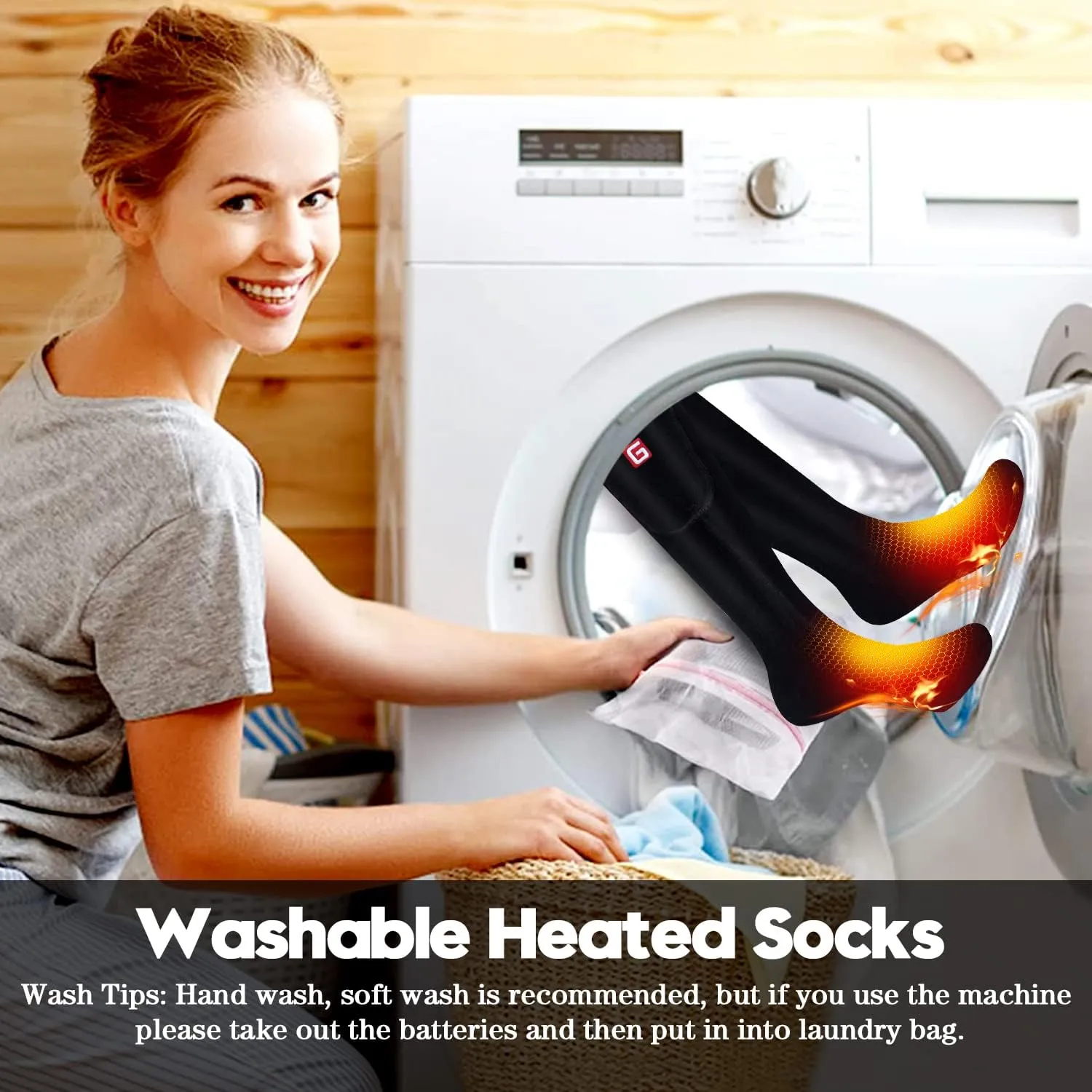 Heated Socks for Men Women Rechargeable Washable Winter Electric Thermal Heated Socks Foot Warmer 6-12 USA Size