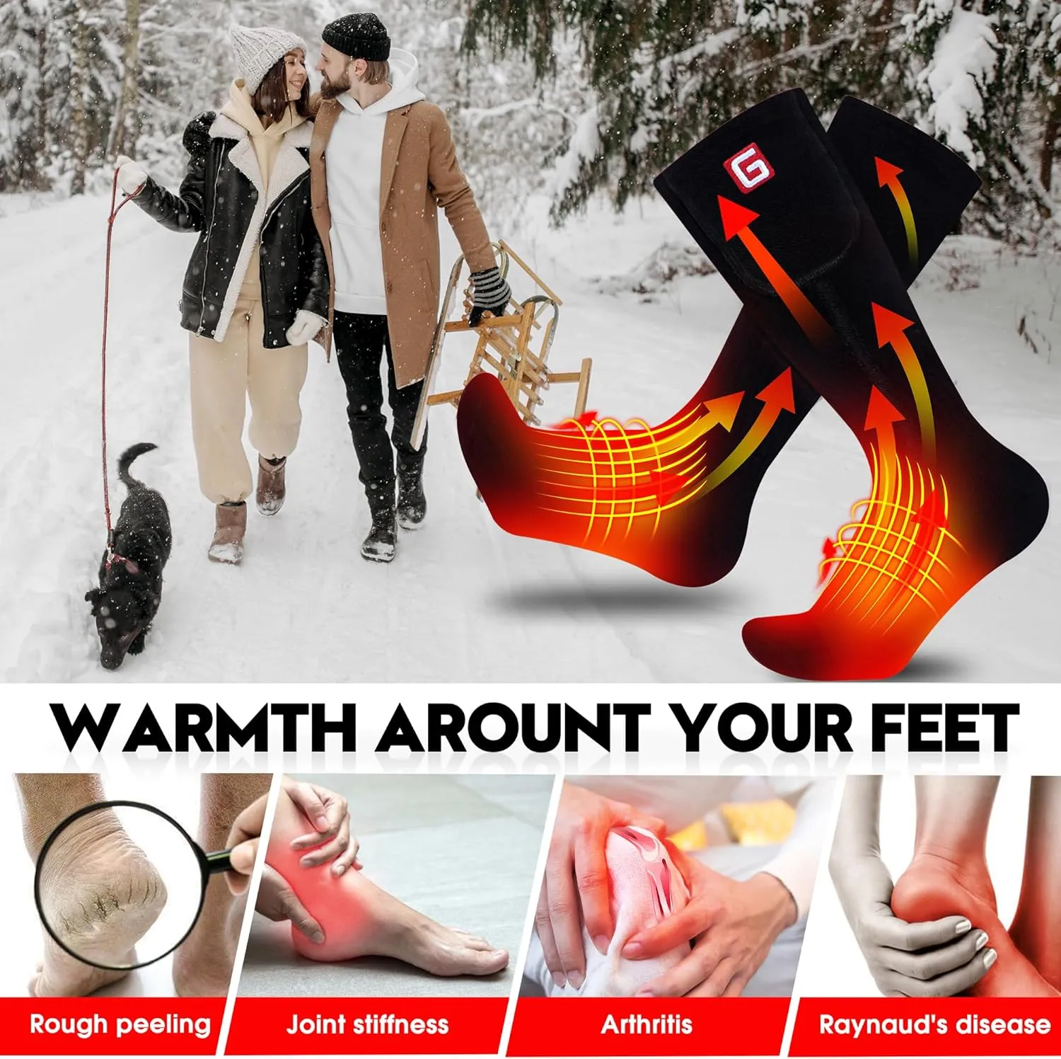 Heated Socks for Men Women Rechargeable Washable Winter Electric Thermal Heated Socks Foot Warmer 6-12 USA Size