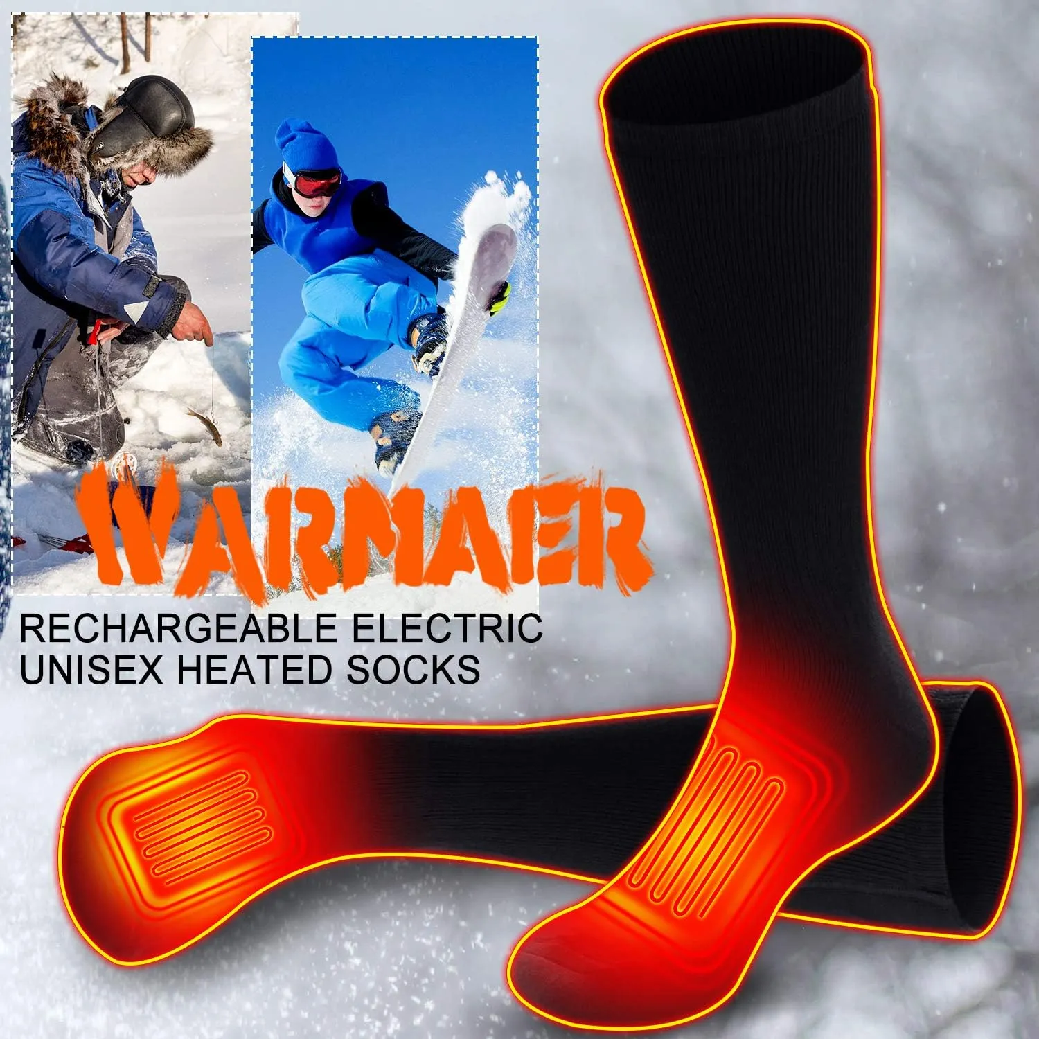 Heated Socks for Men Women Rechargeable Washable Winter Electric Thermal Heated Socks Foot Warmer 6-12 USA Size