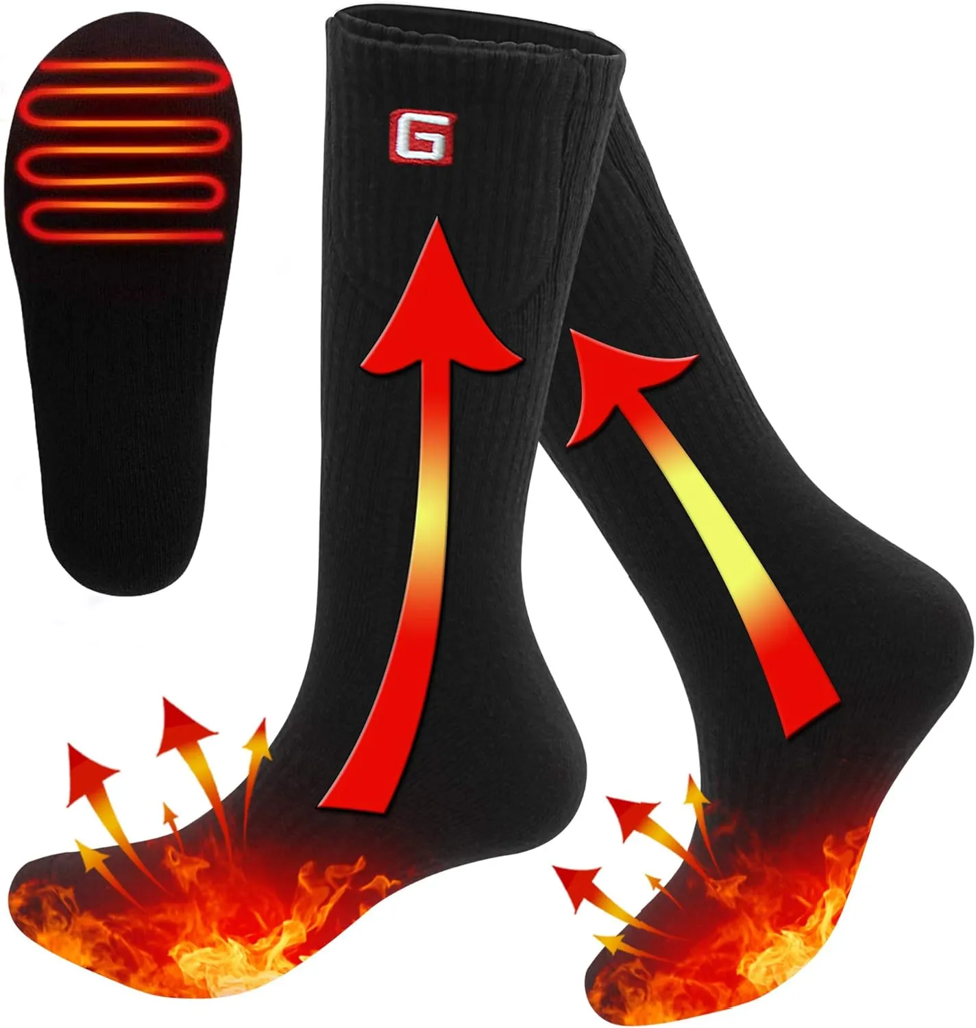 Heated Socks for Men Women Rechargeable Washable Winter Electric Thermal Heated Socks Foot Warmer 6-12 USA Size