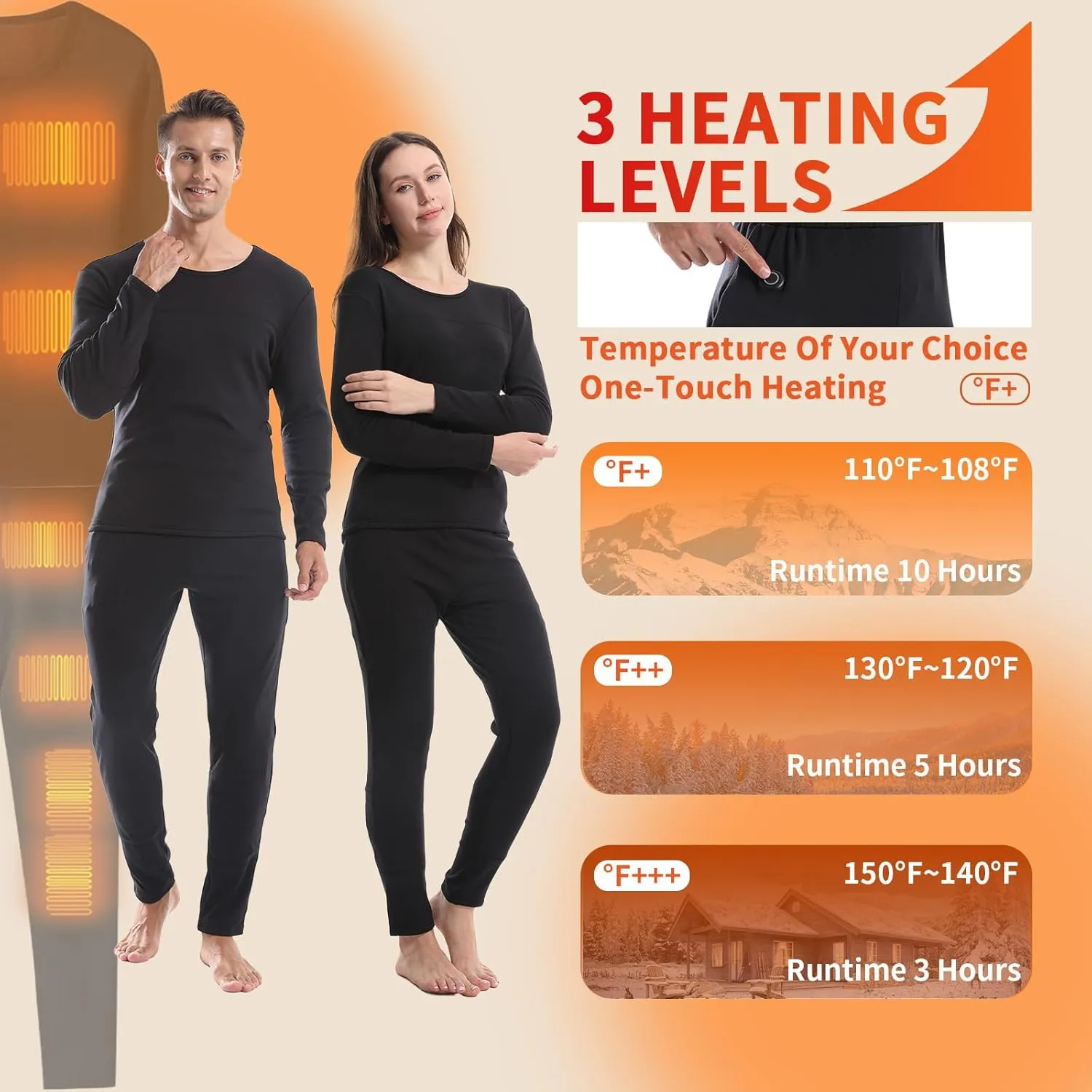 Heated Thermals Underwear Set for Men Women 28 App Control Electric Tops and Pants for Hunting, Dog-Walking, Shoveling