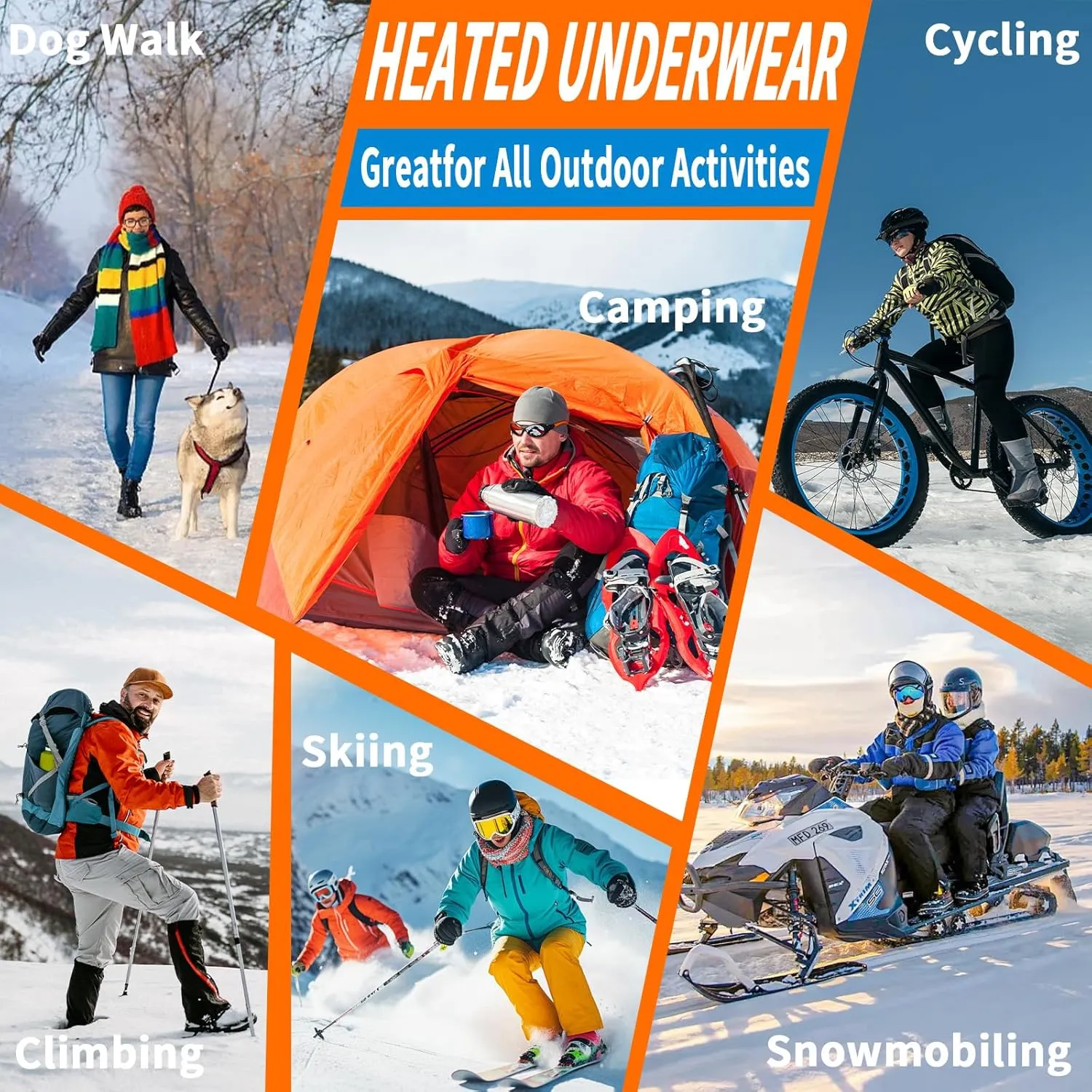 Heated Thermals Underwear Set for Men Women 28 App Control Electric Tops and Pants for Hunting, Dog-Walking, Shoveling
