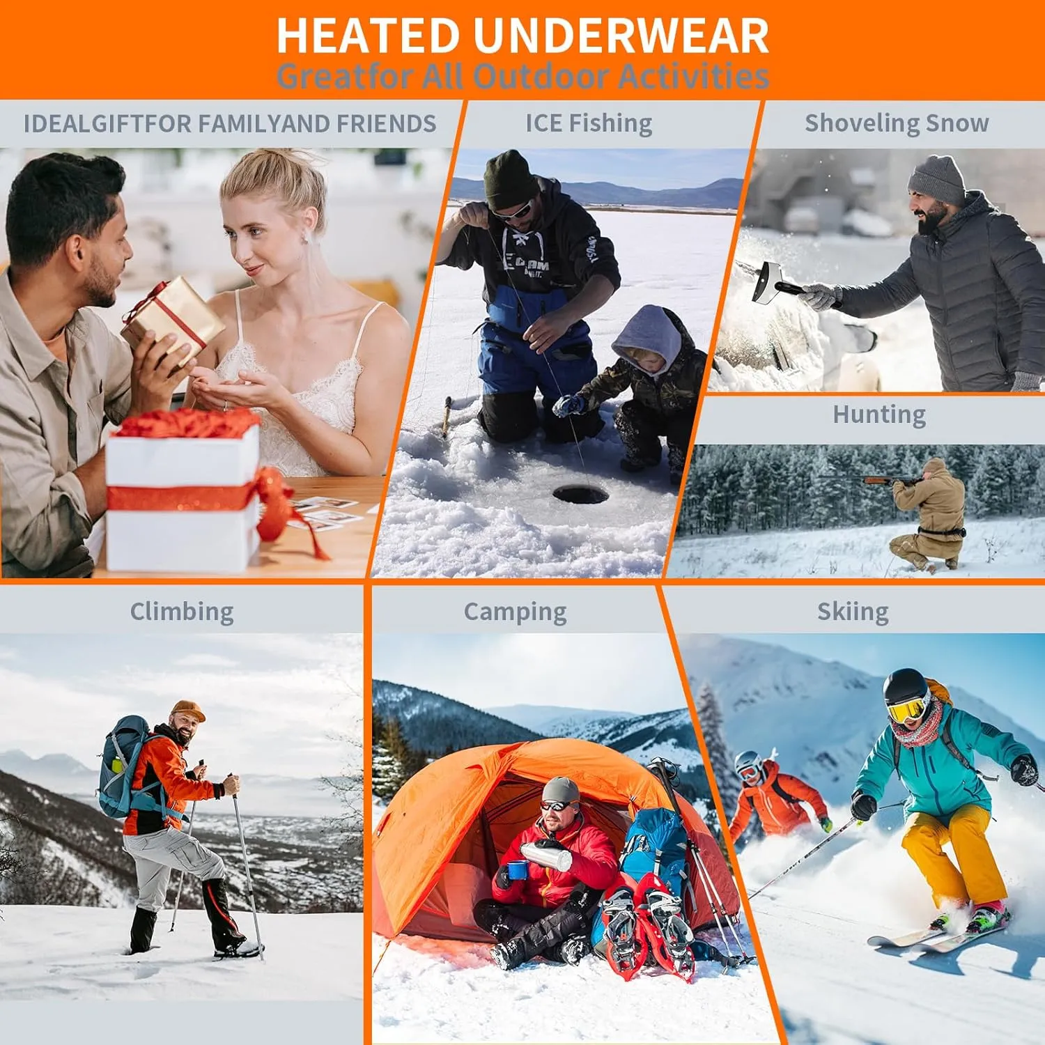 Heated Underwear Set for Men Women Upgraded 20 Zones Graphene Heating Long Johns for Hunting, Motorcycle,Walking Dog