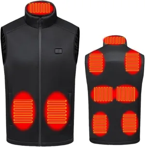 Heated Vest 9 Zones Dual Control Carbon Fiber USB Charging Smart Heating Thermal Vest for Hunting, Skiing