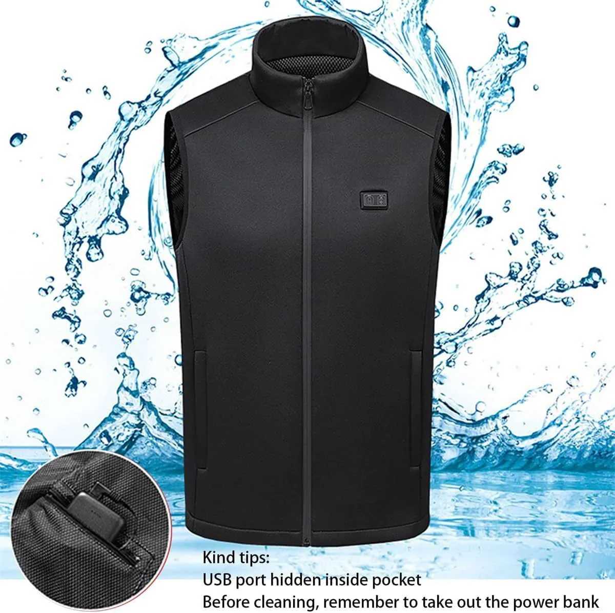 Heated Vest 9 Zones Dual Control Carbon Fiber USB Charging Smart Heating Thermal Vest for Hunting, Skiing