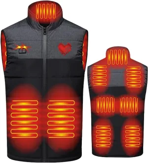 Heated Vest for Men Two Control Nine Zones Intelligent Heating Vests USB Electric Thermal Stand Collar Sleeveless Gilet