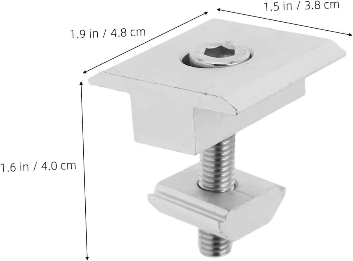 HEMOTON 4pcs Solar Panel Mid Clamps with Socket Bolts Slider Nut for Secure Mounting Durable Aluminum Alloy Weatherproof Design for Solar Panel Brackets Rv Photovoltaic Systems