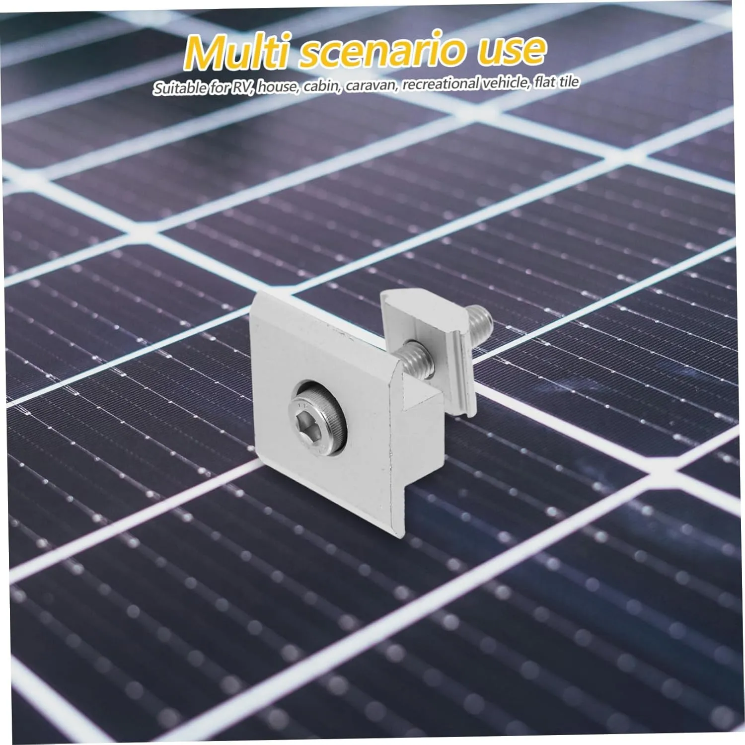 HEMOTON 4pcs Solar Panel Mid Clamps with Socket Bolts Slider Nut for Secure Mounting Durable Aluminum Alloy Weatherproof Design for Solar Panel Brackets Rv Photovoltaic Systems