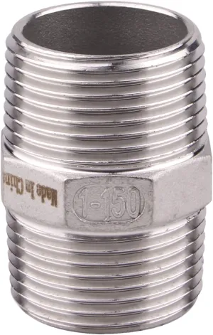 Hex Nipple 1 Inch Male NPT - DERPIPE Stainless Steel 304 Threaded Pipe Fitting for Brew Kit, Home Piping Application
