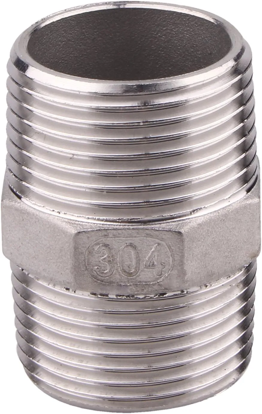 Hex Nipple 1 Inch Male NPT - DERPIPE Stainless Steel 304 Threaded Pipe Fitting for Brew Kit, Home Piping Application