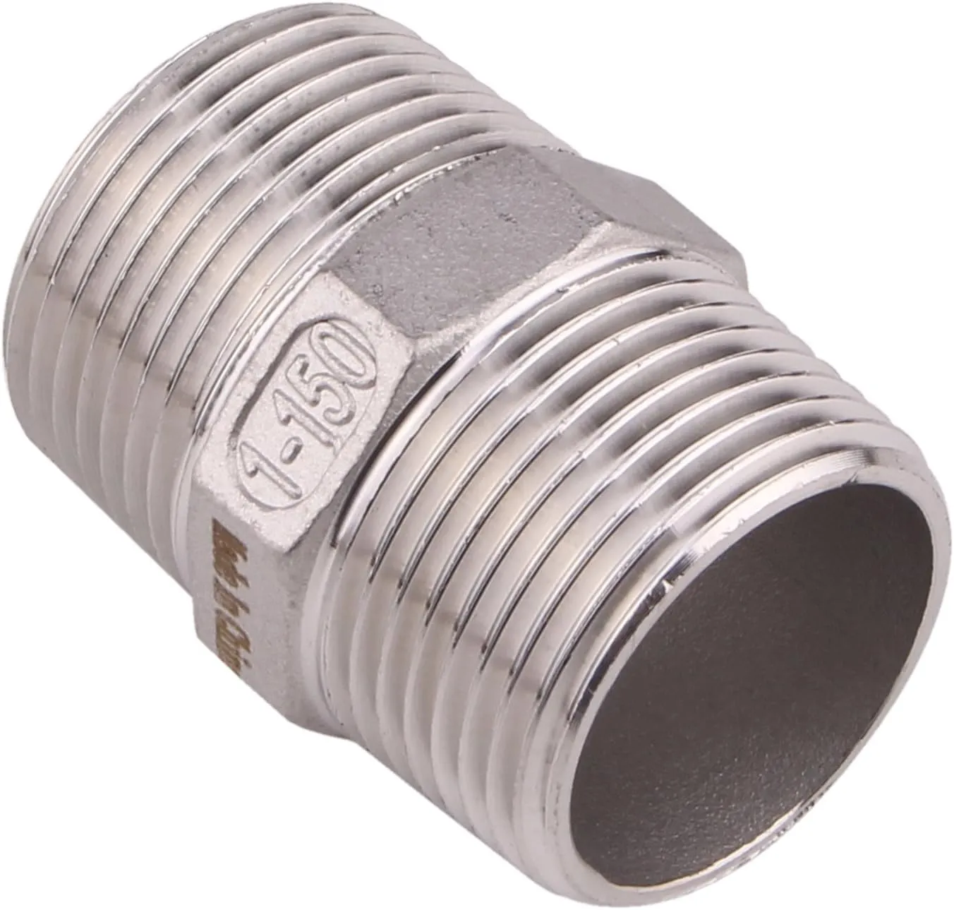 Hex Nipple 1 Inch Male NPT - DERPIPE Stainless Steel 304 Threaded Pipe Fitting for Brew Kit, Home Piping Application