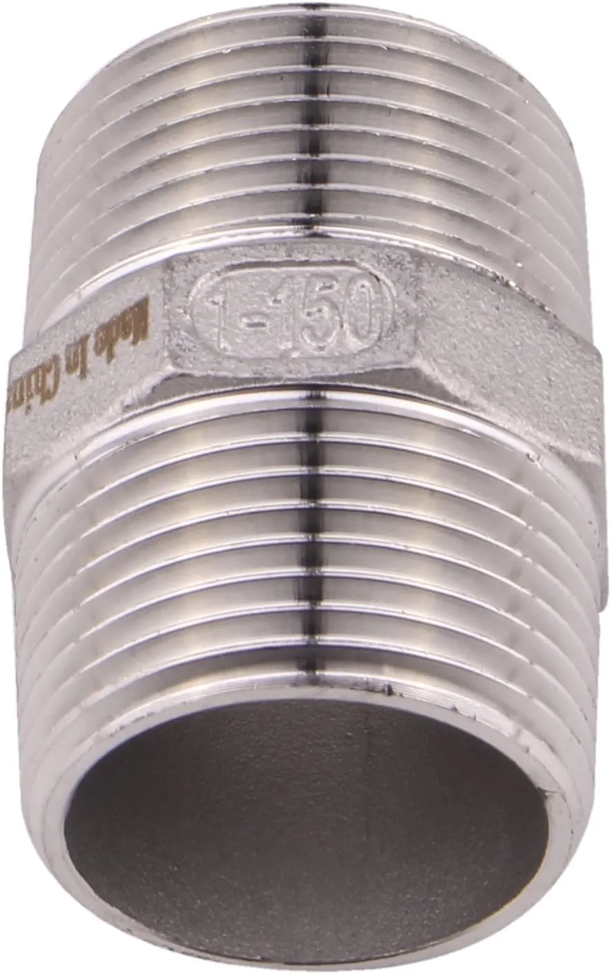 Hex Nipple 1 Inch Male NPT - DERPIPE Stainless Steel 304 Threaded Pipe Fitting for Brew Kit, Home Piping Application