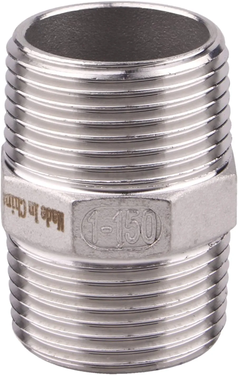 Hex Nipple 1 Inch Male NPT - DERPIPE Stainless Steel 304 Threaded Pipe Fitting for Brew Kit, Home Piping Application