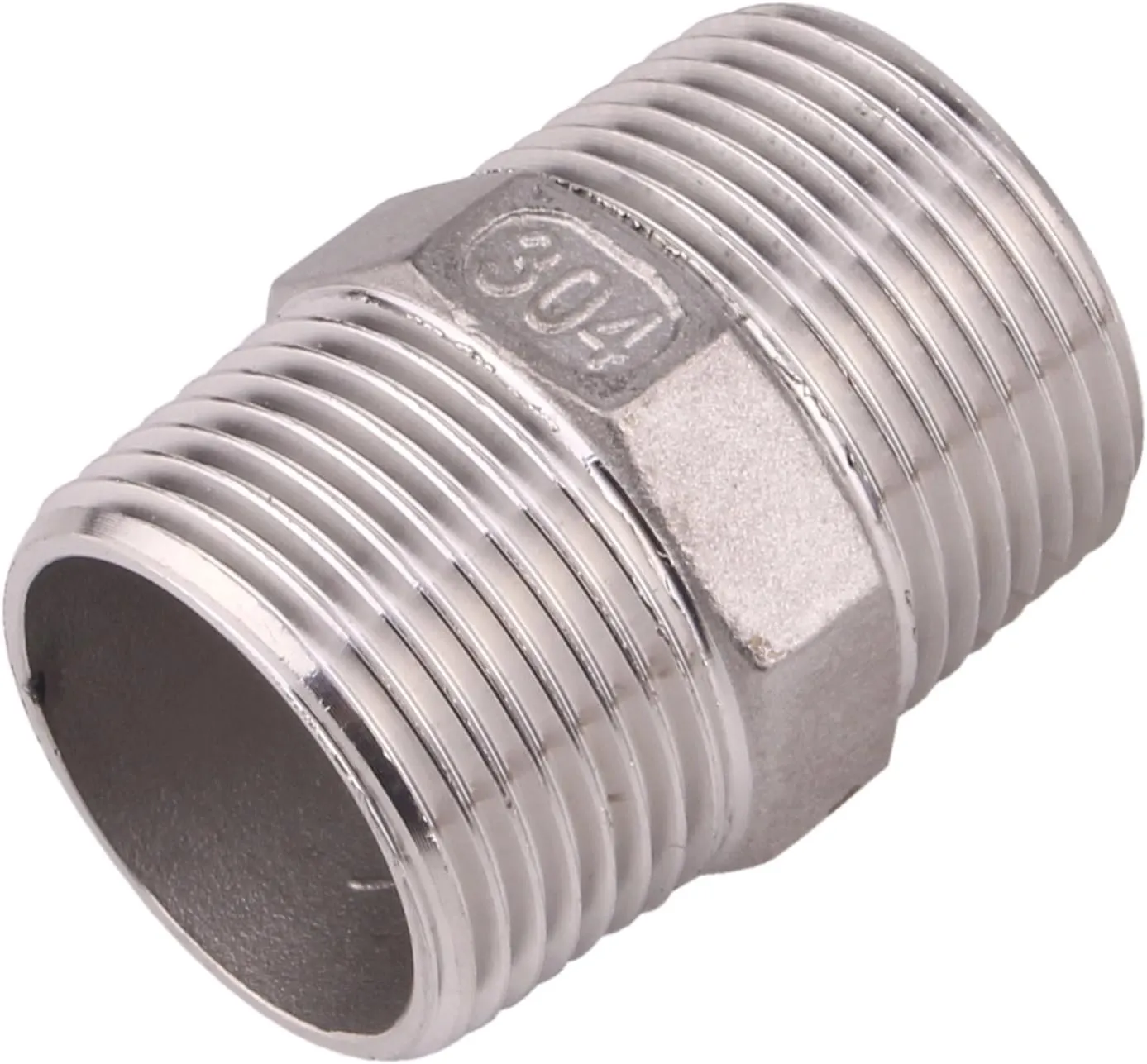 Hex Nipple 1 Inch Male NPT - DERPIPE Stainless Steel 304 Threaded Pipe Fitting for Brew Kit, Home Piping Application