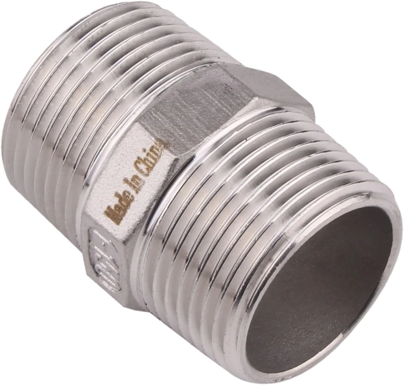 Hex Nipple 1 Inch Male NPT - DERPIPE Stainless Steel 304 Threaded Pipe Fitting for Brew Kit, Home Piping Application