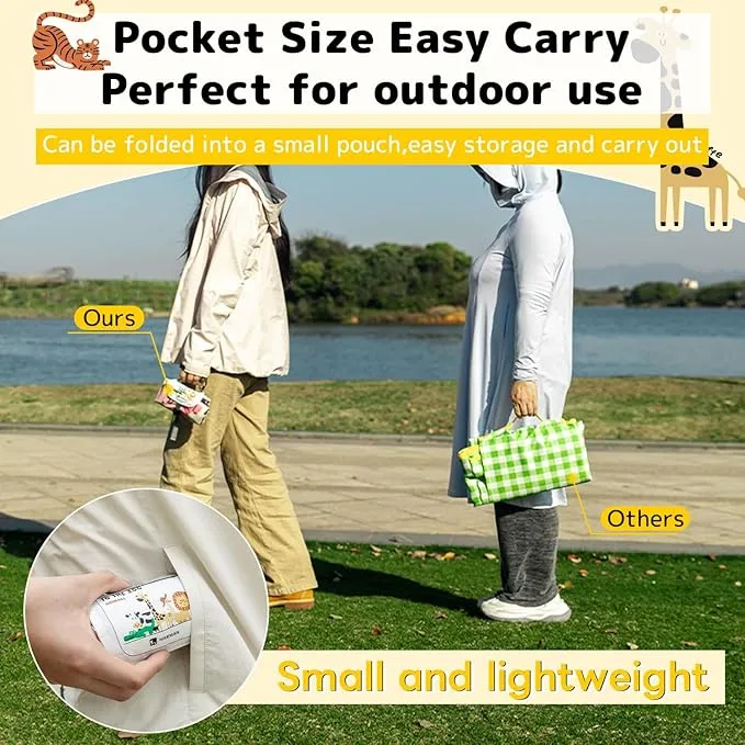 HIKEMAN Pocket Picnic Blanket Beach Blanket - Mini Waterproof Camping Blanket,Lightweight Outdoor Blanket with Hand Strap for Picnics Beach Hiking Camping Travel (Brown, L)