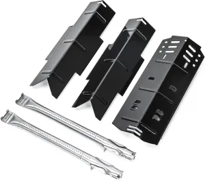 Hisencn Grill Parts for Dyna-glo DGH353CRP, DGF350CSP, DGH373CRP-D, DGF371CRP-D Grills, Stainless Steel Grill Burner Tubes & Porcelain Steel Heat Plates, Grill Replacement Parts Kit for Dyna Glo Grill