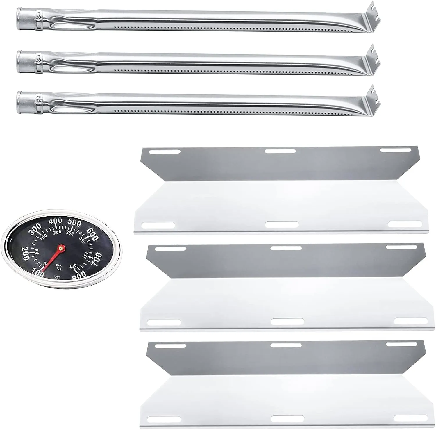 Hisencn Replacement for Charmglow 720-0230, 720-0036-HD-05 Gas Grill, Nexgrill 720-0016, 720-0036, Stainless Steel Grill Burner Tube, Heat Plates, Tent Shield for Charmglow Grill Replacement Parts