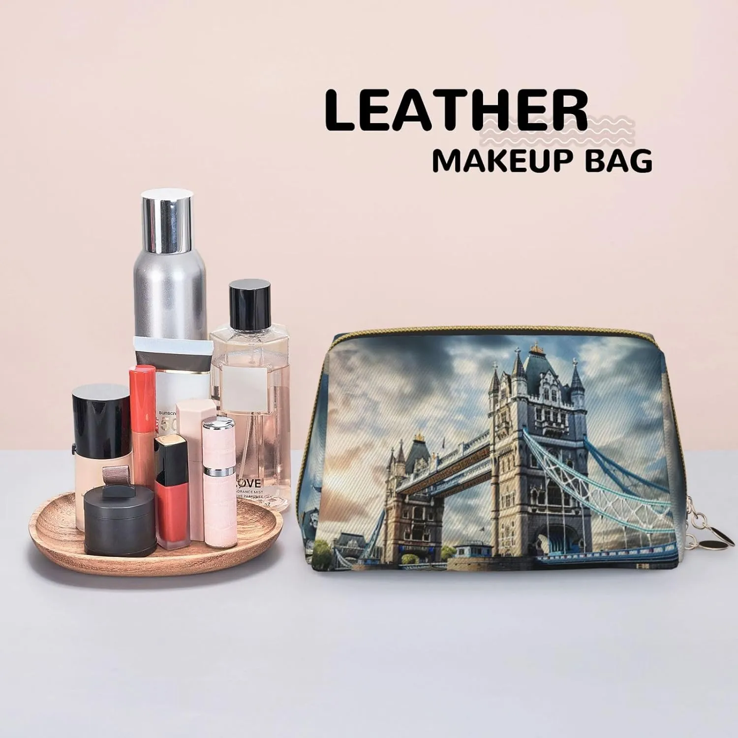Historic Old Tower Bridge London Travel-Ready Toiletry Bag, Compact Makeup Organizer For Women