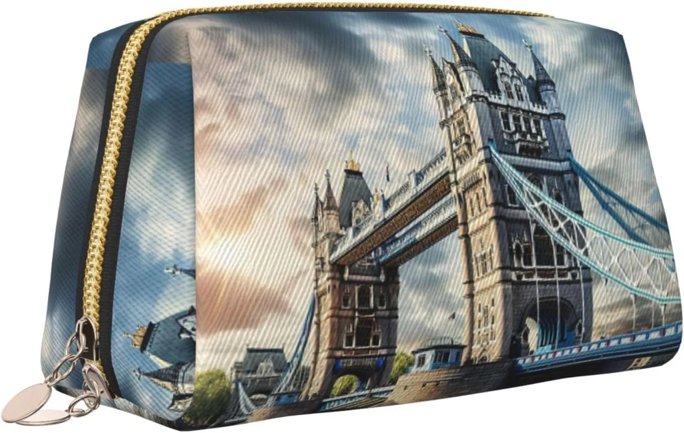 Historic Old Tower Bridge London Travel-Ready Toiletry Bag, Compact Makeup Organizer For Women