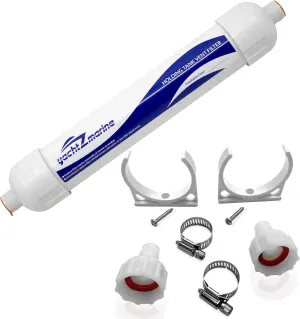 Holding Tank Vent Filter - with Installation Kit - Fits 5/8" Vent Hose Applications - Direct Generic Replacement for: Dometic, ECO, DVF, Sealand, SaniGuard - Marine Boat Head - 9108849515 309311004