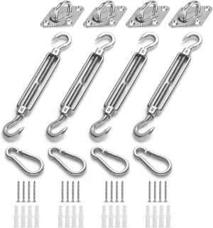 HOMPER M6 Awning Attachment Set, Heavy Duty Sun Shade Sail Stainless Steel Hardware Kit for Garden Triangle and Square, Rectangle, Fixing Accessories