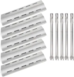 Hongso 17" Burner Tubes, 16 7/8" Heat Plates Replacement for Ducane 5 Burner 30400042, 30400043, 30557401, 30558501, 30557801, 30557501 Gas Grill Models