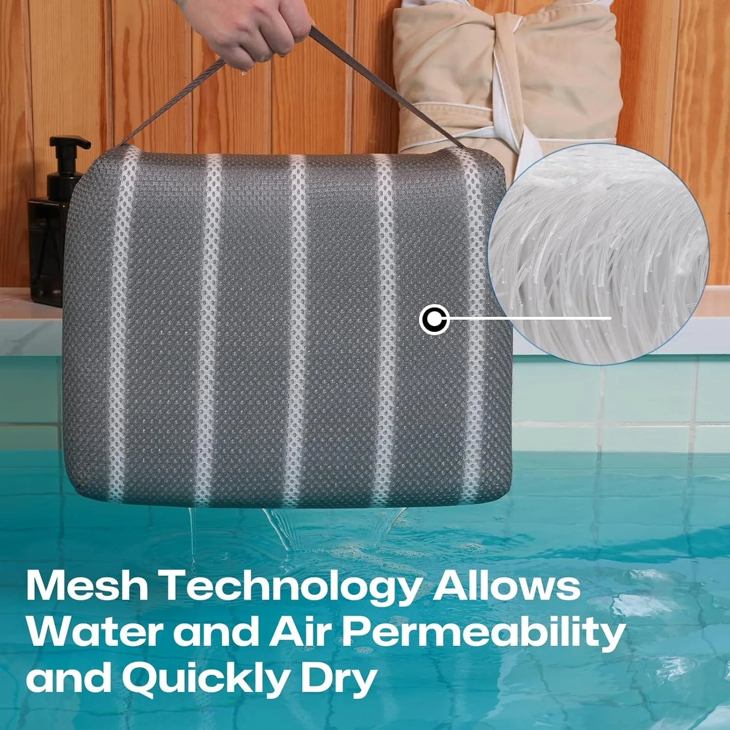 Hot Tub Booster Seat Cushion Pillow for Indoor or Outdoor Use, 16 x 12 x 4.3 Inche Weighted Spa Pillow with Washable 4D Mesh Cover & Non-Slip Micro Dot Bottom, Hot Tub Accessories for Adults,Quick Dry