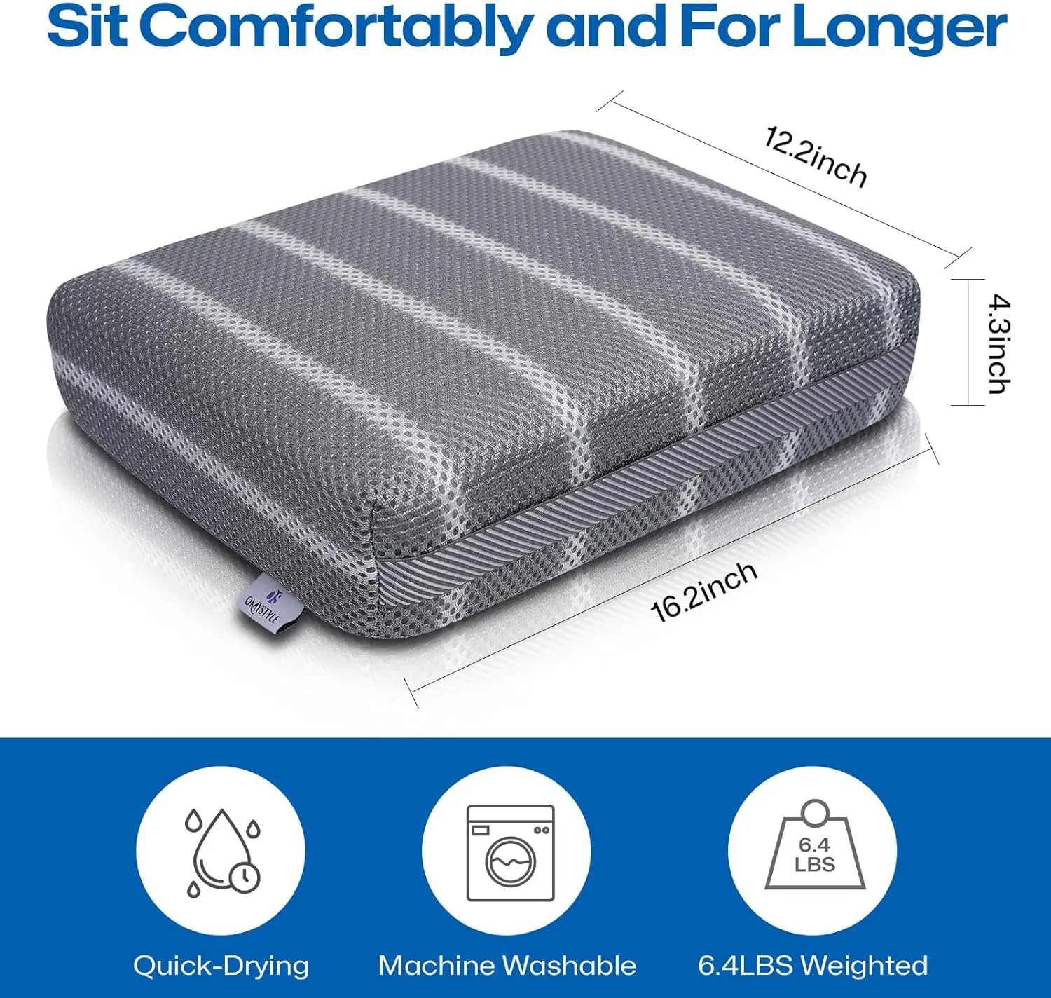 Hot Tub Booster Seat Cushion Pillow for Indoor or Outdoor Use, 16 x 12 x 4.3 Inche Weighted Spa Pillow with Washable 4D Mesh Cover & Non-Slip Micro Dot Bottom, Hot Tub Accessories for Adults,Quick Dry