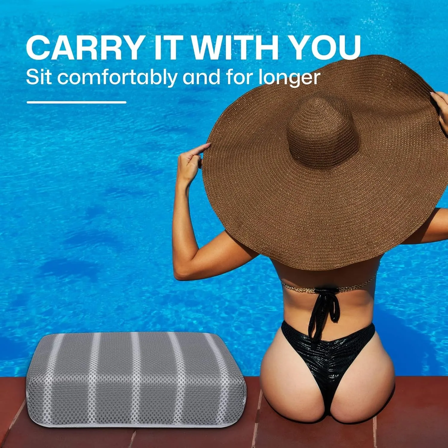 Hot Tub Booster Seat Cushion Pillow for Indoor or Outdoor Use, 16 x 12 x 4.3 Inche Weighted Spa Pillow with Washable 4D Mesh Cover & Non-Slip Micro Dot Bottom, Hot Tub Accessories for Adults,Quick Dry