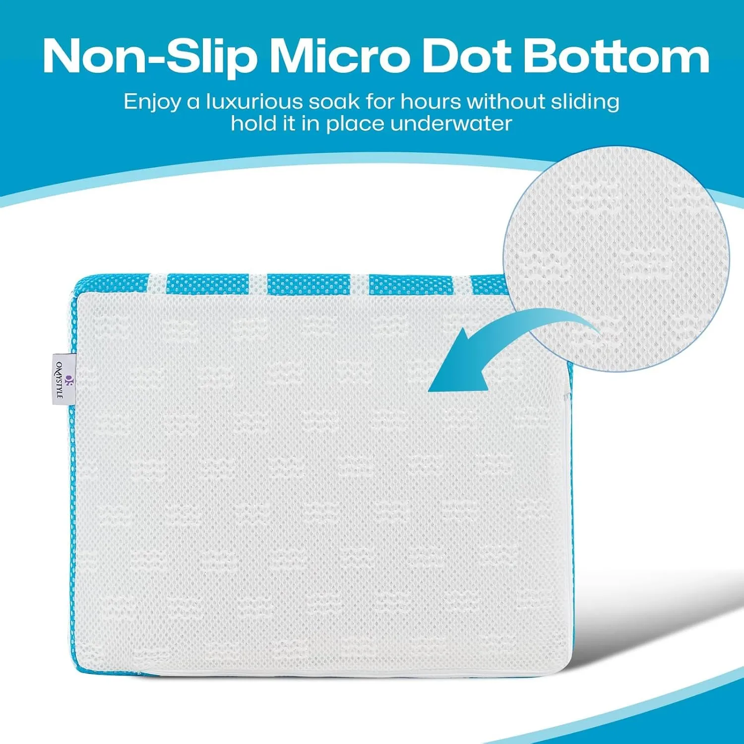 Hot Tub Booster Seat Cushion Pillow for Indoor or Outdoor Use, Weighted Spa Pillow with Washable 4D Mesh Cover & Non-Slip Micro Dot Bottom, Hot Tub Accessories for Adults - 16 x 12 x 4.3 Inche, Blue